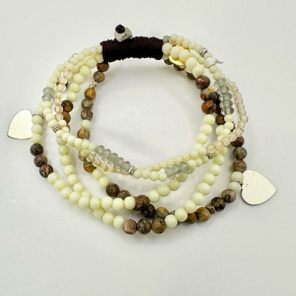 leopard skin jasper multi strand beaded bracelet